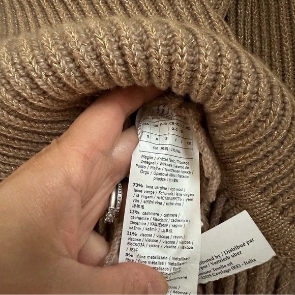 MaxMara label-cutWoman Anagni Fringed MetallicRibbed Wool-Blend Sweater Gold S,M - Picture 11 of 13